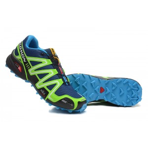 Salomon Speedcross 3 CS Trail Running Shoes In Blue Fluorescent Green