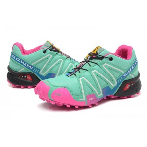 Women Salomon Speedcross 3 CS Trail Running Shoes In Blue Green Pink