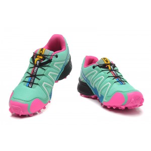 Women Salomon Speedcross 3 CS Trail Running Shoes In Blue Green Pink