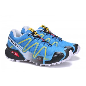 Women Salomon Speedcross 3 CS Trail Running Shoes In Blue Yellow Black