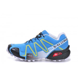 Women Salomon Speedcross 3 CS Trail Running Shoes In Blue Yellow Black