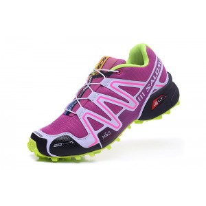 Women Salomon Speedcross 3 CS Trail Running Shoes In Purple Fluorescent Green
