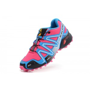 Women Salomon Speedcross 3 CS Trail Running Shoes In Sky Blue Rose Red