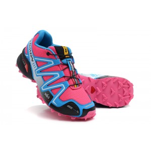Women Salomon Speedcross 3 CS Trail Running Shoes In Sky Blue Rose Red