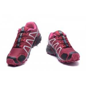 Women Salomon Speedcross 4 Trail Running Shoes In Wine Black