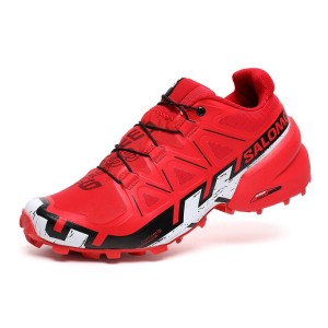 Men's Salomon Shoes Speedcross 6 Trail Running In Red White Black