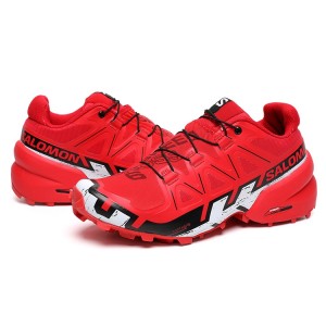 Men's Salomon Shoes Speedcross 6 Trail Running In Red White Black