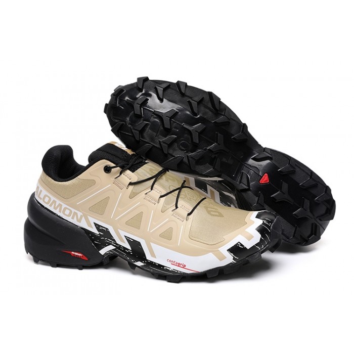 Men's Salomon Shoes Speedcross 6 Trail Running In Sand White Black