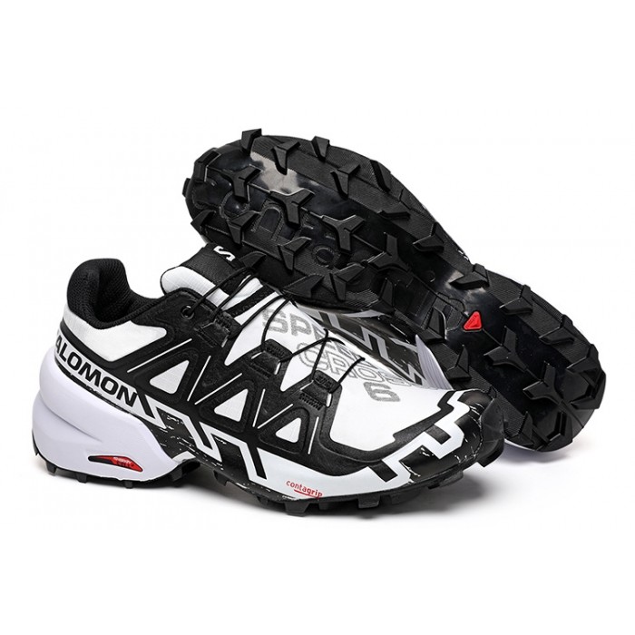 Men's Salomon Shoes Speedcross 6 Trail Running In White Black