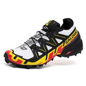 Men's Salomon Shoes Speedcross 6 Trail Running In White Black Yellow